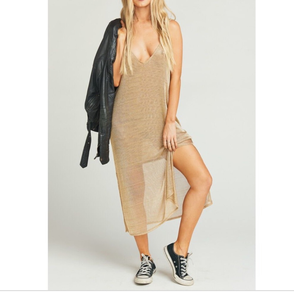 Show Me your Mumu Harlyn Dress Liquid Mesh Gold